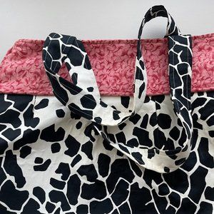 Handmade Animal Print Fabric Tote Weekend Travel Bag 25x16” like new